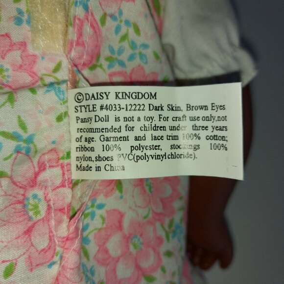 DAISY KINGDOM PANSY DOLL African American 1991 Dark Skin dress shoes 17" Ex Con - Picture 12 of 12
